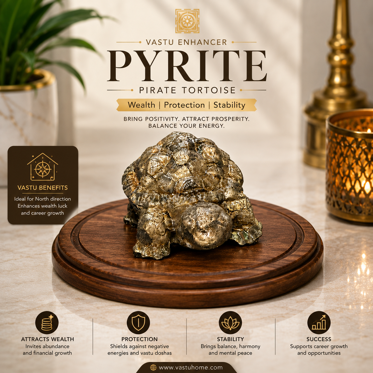 Premium Pyrite Vastu Tortoise Statue