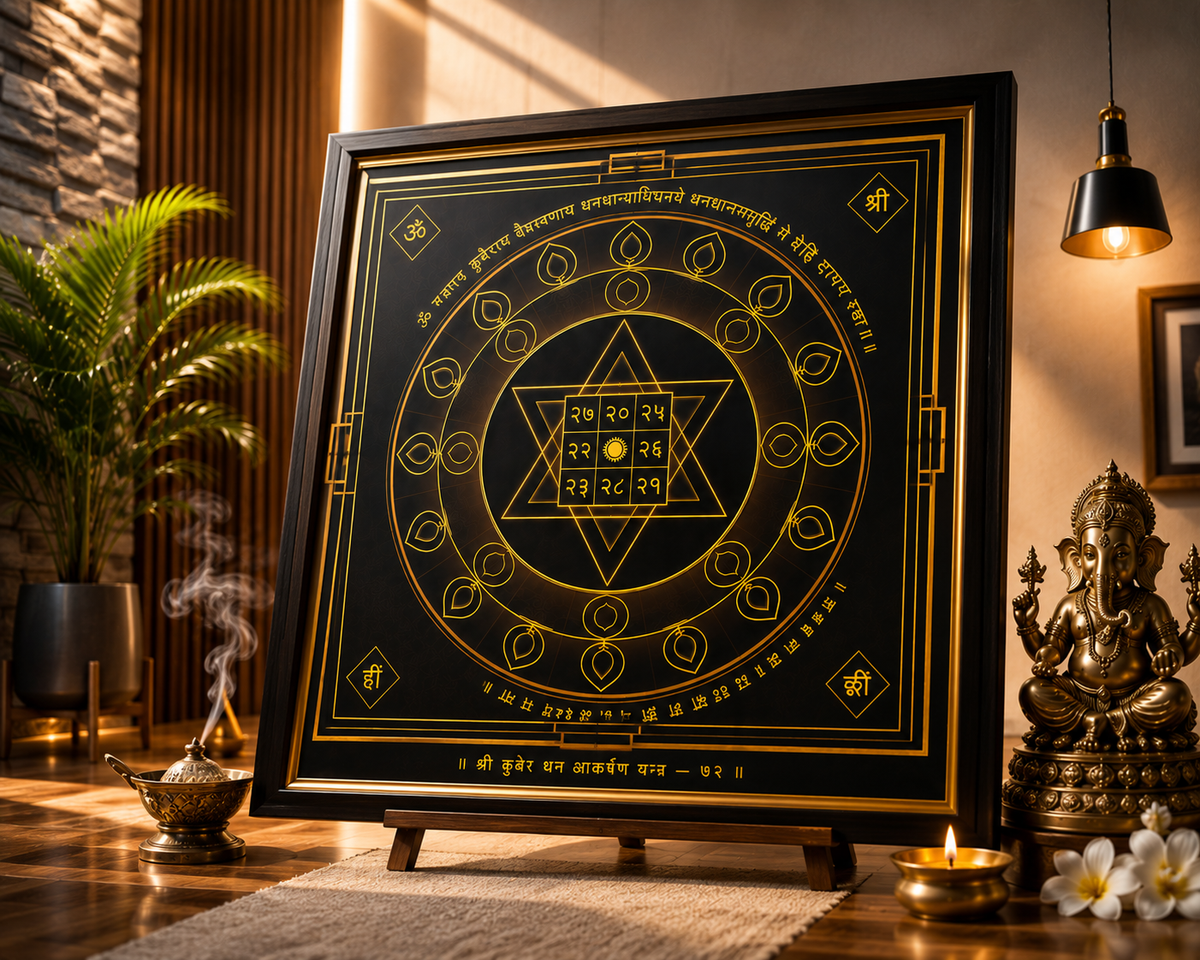 Energized Kuber Yantra – The Sacred “72 Code” Wealth Attractor
