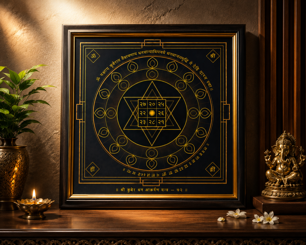 Energized Kuber Yantra – The Sacred “72 Code” Wealth Attractor