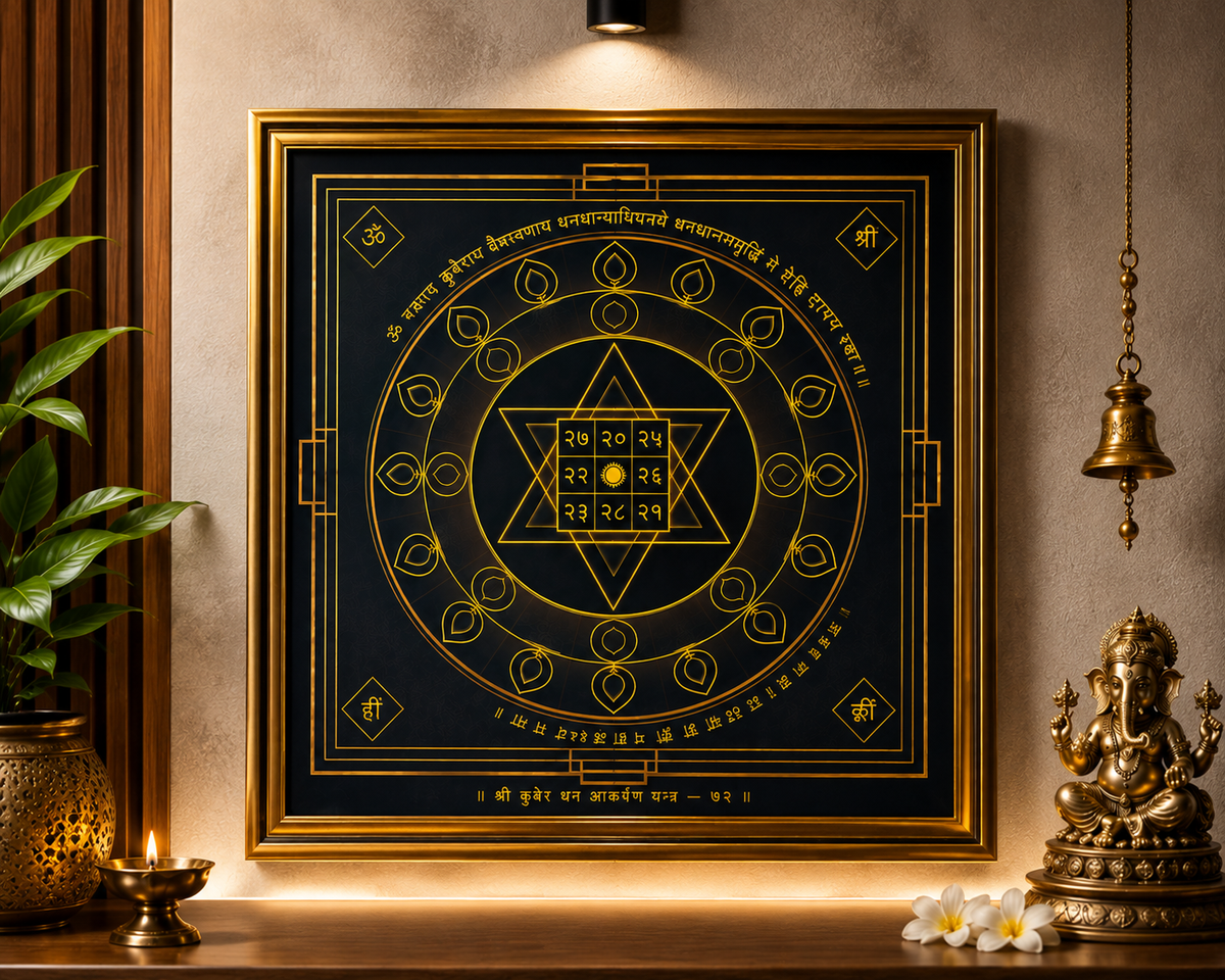 Energized Kuber Yantra – The Sacred “72 Code” Wealth Attractor