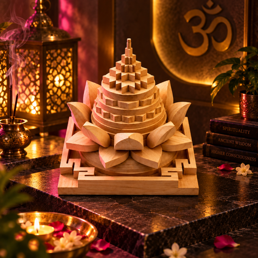 Meru Shriparni Wood Shree Yantra - The Throne of Mahalaxmi